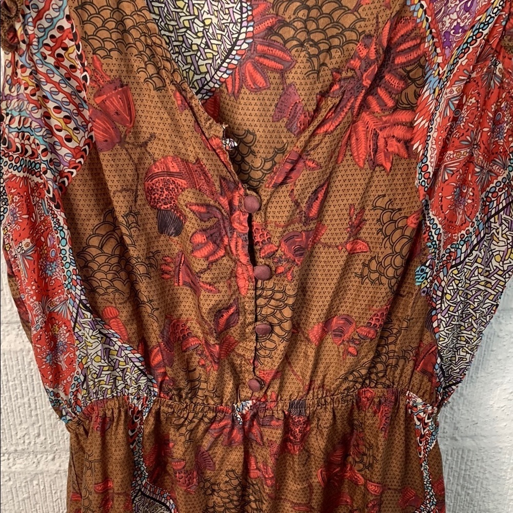 Anthropologie Ya Da Silk Midi Ruffled Tiered Dress sz S - Picture 6 of 6